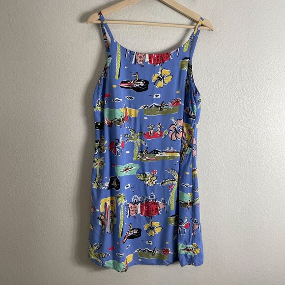 Reyn Spooner Womens Medium Hawaiian Spaghetti Strap Dress Sleeveless Mini - Picture 5 of 8